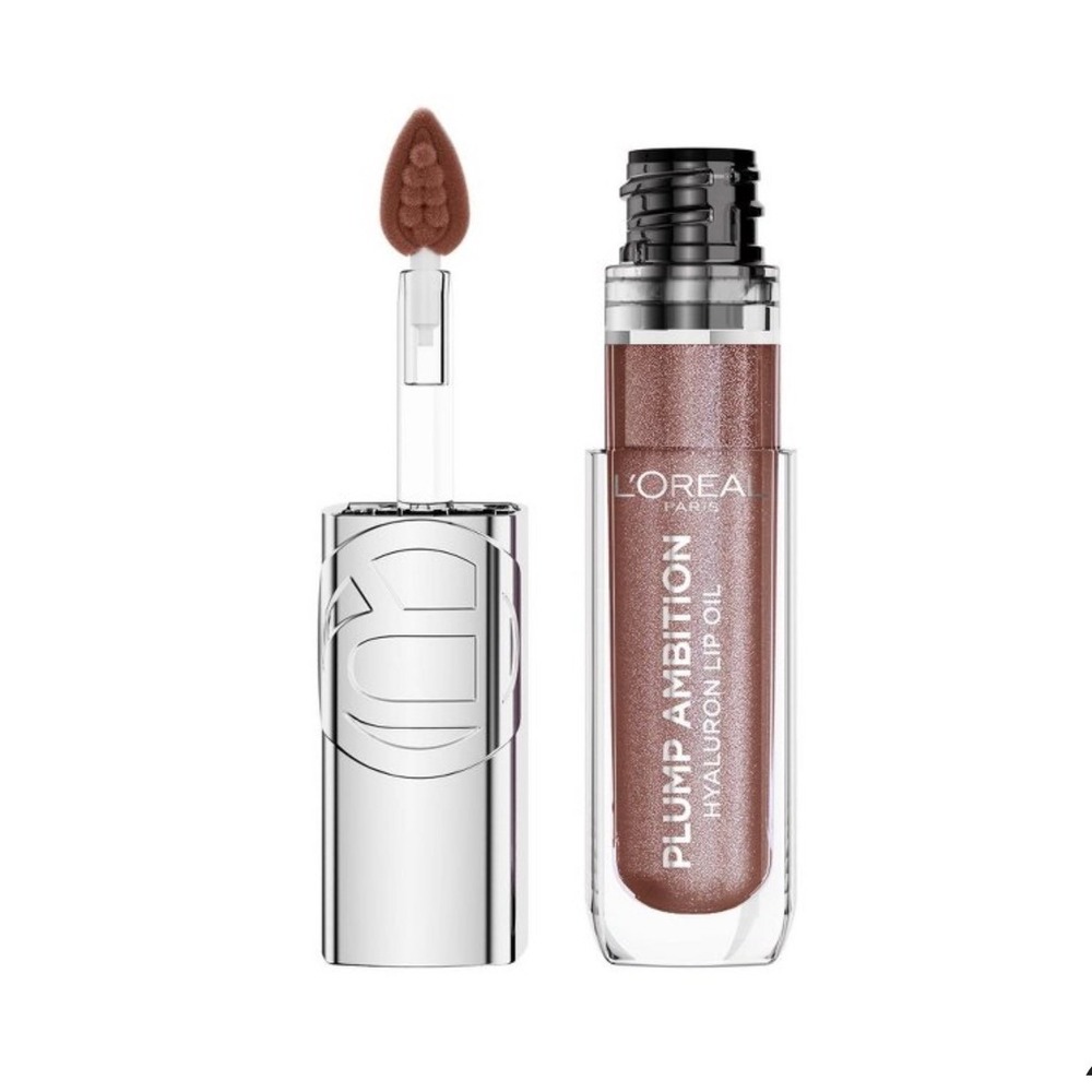 L'Oreal Plump Ambition Lip Oil Womens 2-Pack Brown Hyaluronic NWT